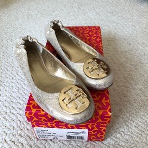 Tory Burch Metallic Reva baller flat size 6.5